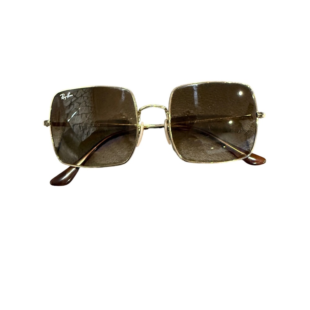 Ray Ban RB 1971 Square Gold Frame Brown Lens Sunglasses 54019 Made in Italy‎